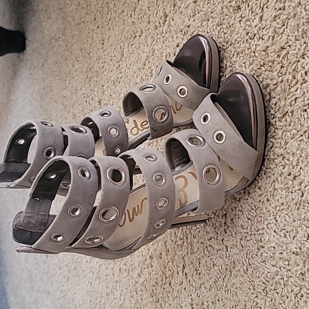 Sam Edelman Gray Strappy Suede Heels